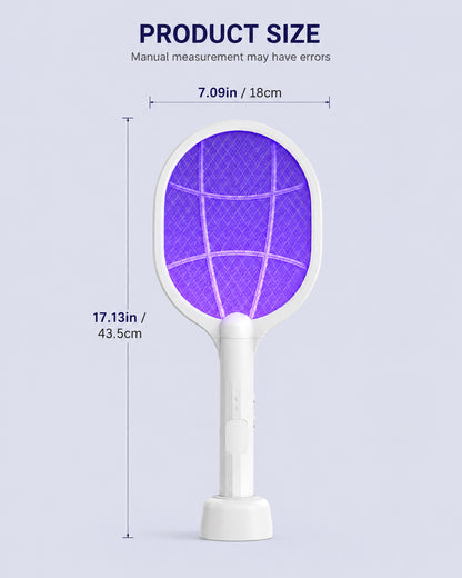 Moonlight White 8-LED Rechargeable Mosquito Swatter & Bug Zapper Lamp