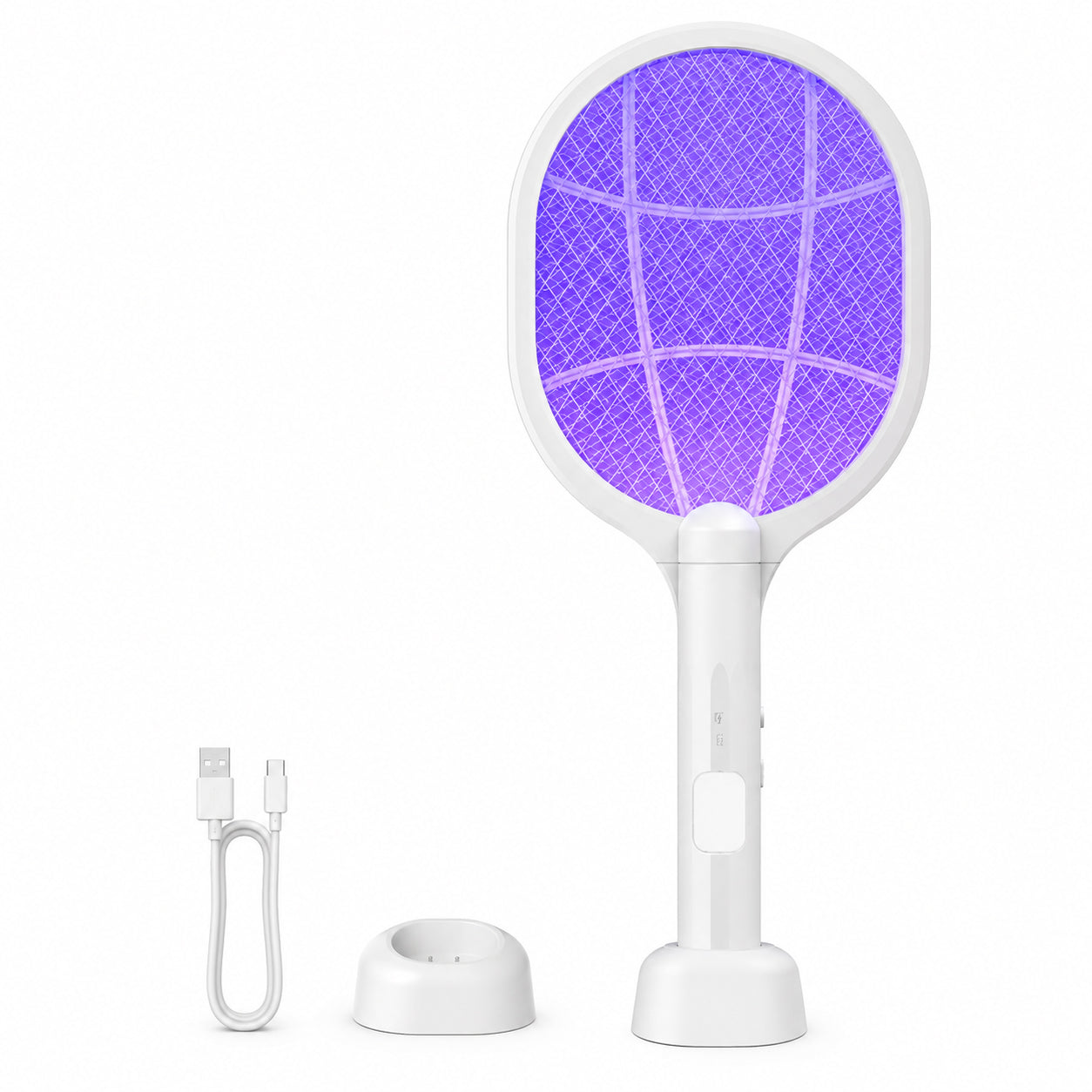 Moonlight White 8-LED Rechargeable Mosquito Swatter & Bug Zapper Lamp