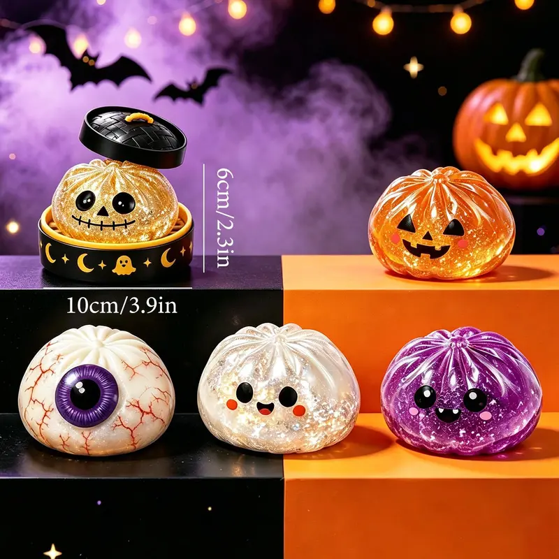 ⚡Hot Sales 49% OFF🔥Cute Halloween Scary Ghost Maruko Squeeze Toy Set | Portable Stress Relief Toys, Halloween Party Fillers & Holiday Gifts
