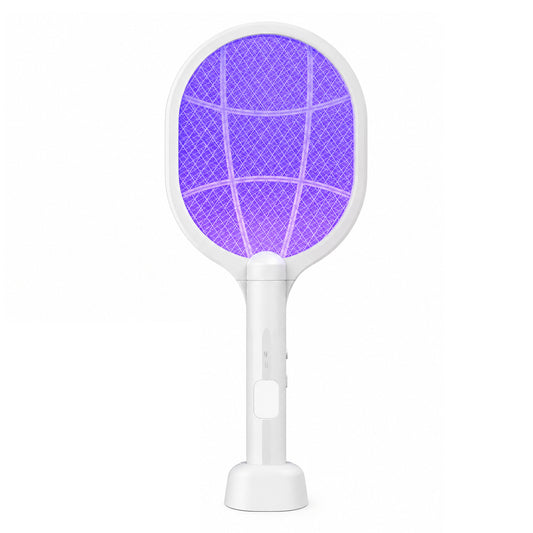 Moonlight White 8-LED Rechargeable Mosquito Swatter & Bug Zapper Lamp