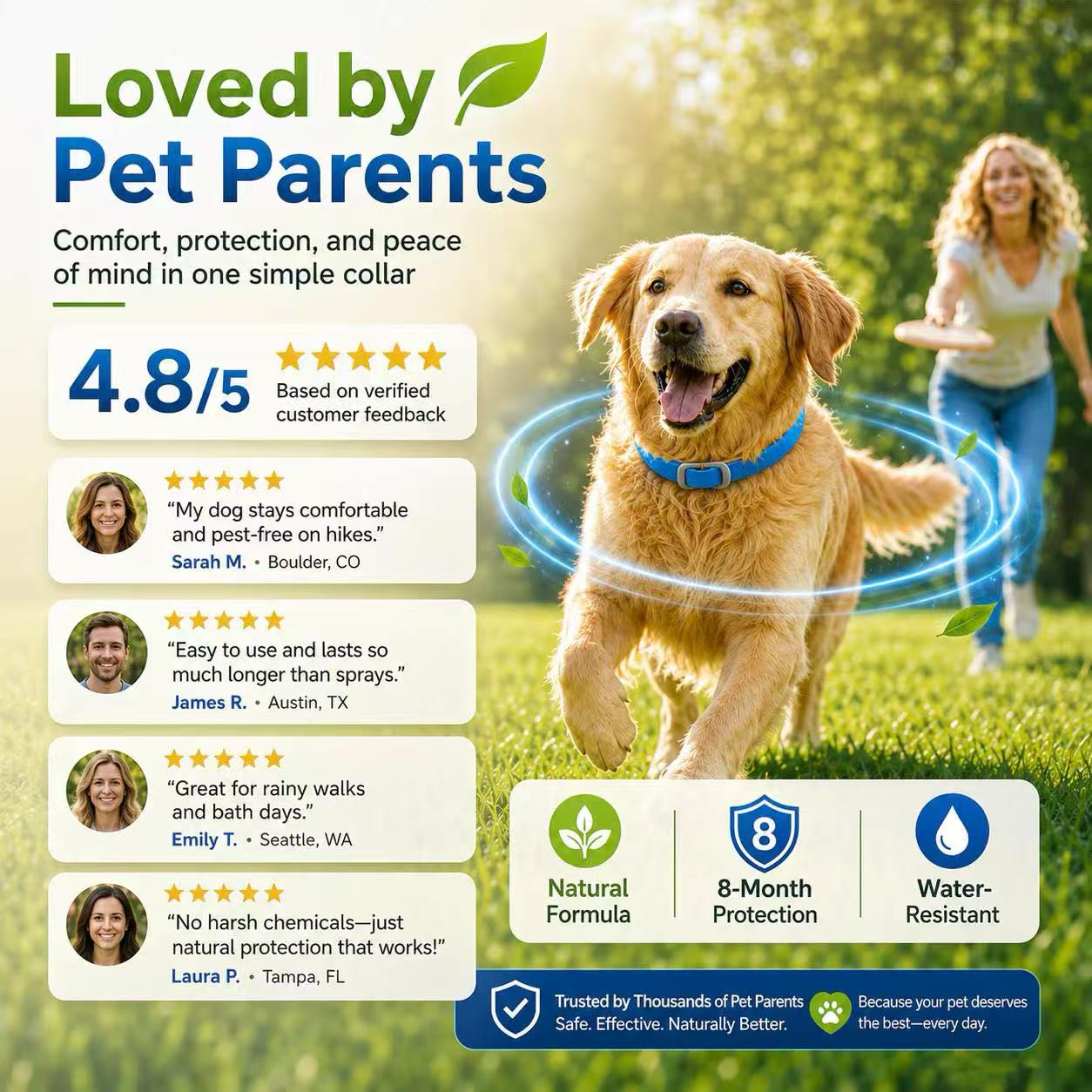 【🎁 BUY 2 GET 1 FREE】8-Month Natural Flea & Tick Collar 🌿 100% Plant-Based