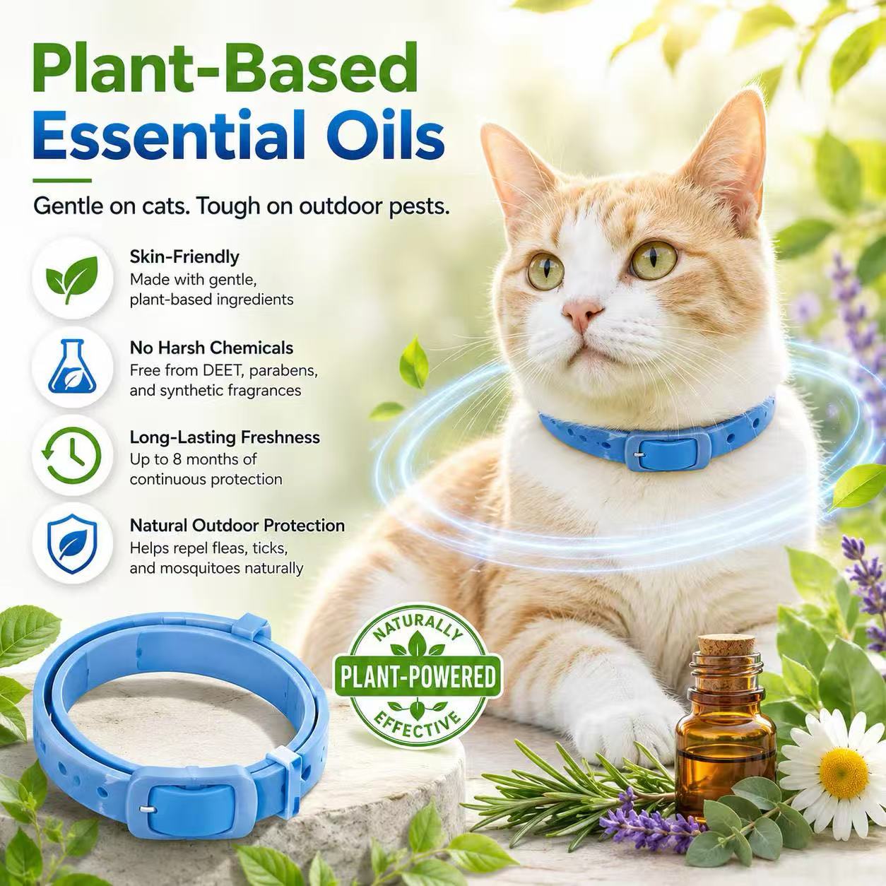 【🎁 BUY 2 GET 1 FREE】8-Month Natural Flea & Tick Collar 🌿 100% Plant-Based