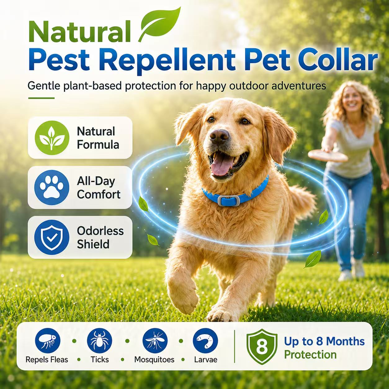 【🎁 BUY 2 GET 1 FREE】8-Month Natural Flea & Tick Collar 🌿 100% Plant-Based