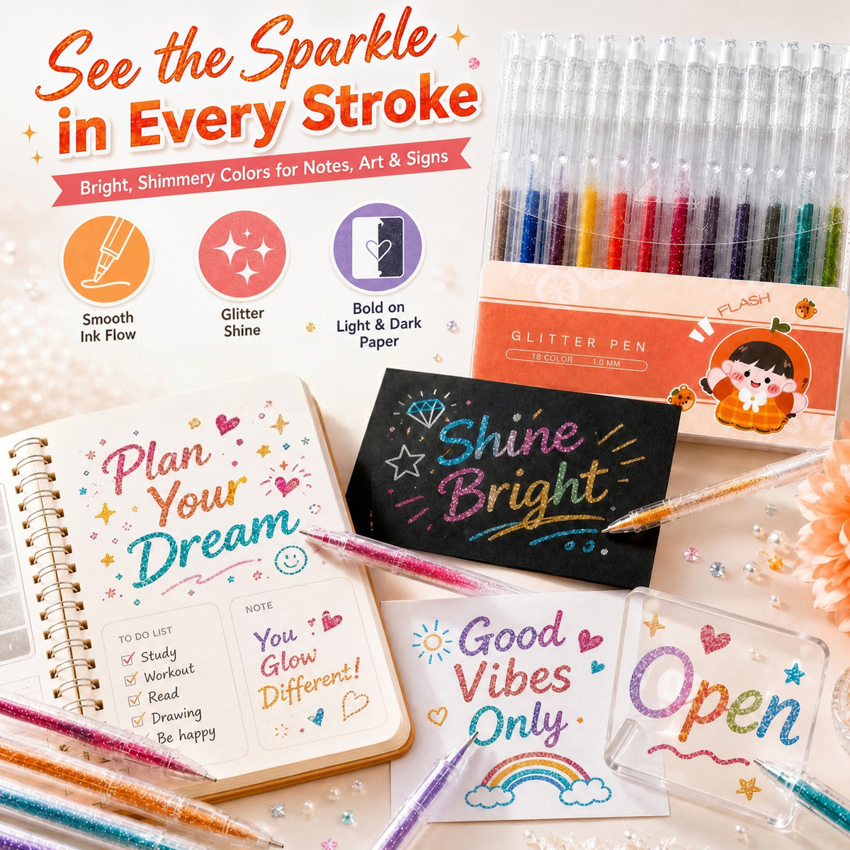 🔥 50% OFF! ✨ Make Anything Sparkle – Glitter Gel Pen Set 🎨