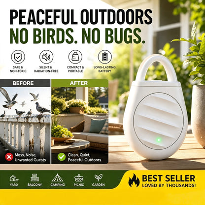 🔥 Buy 3 Get 2 FREE! 🦅 Scare Away Birds Without Harm – Portable Ultrasonic Bird Repellent Keychain