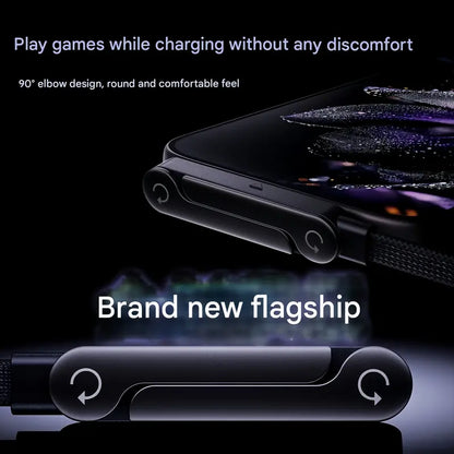 📱240W PD Fast Charge Data Cable with Integrated Folding Kickstand, Durable Nylon Braided 90° Elbow Design