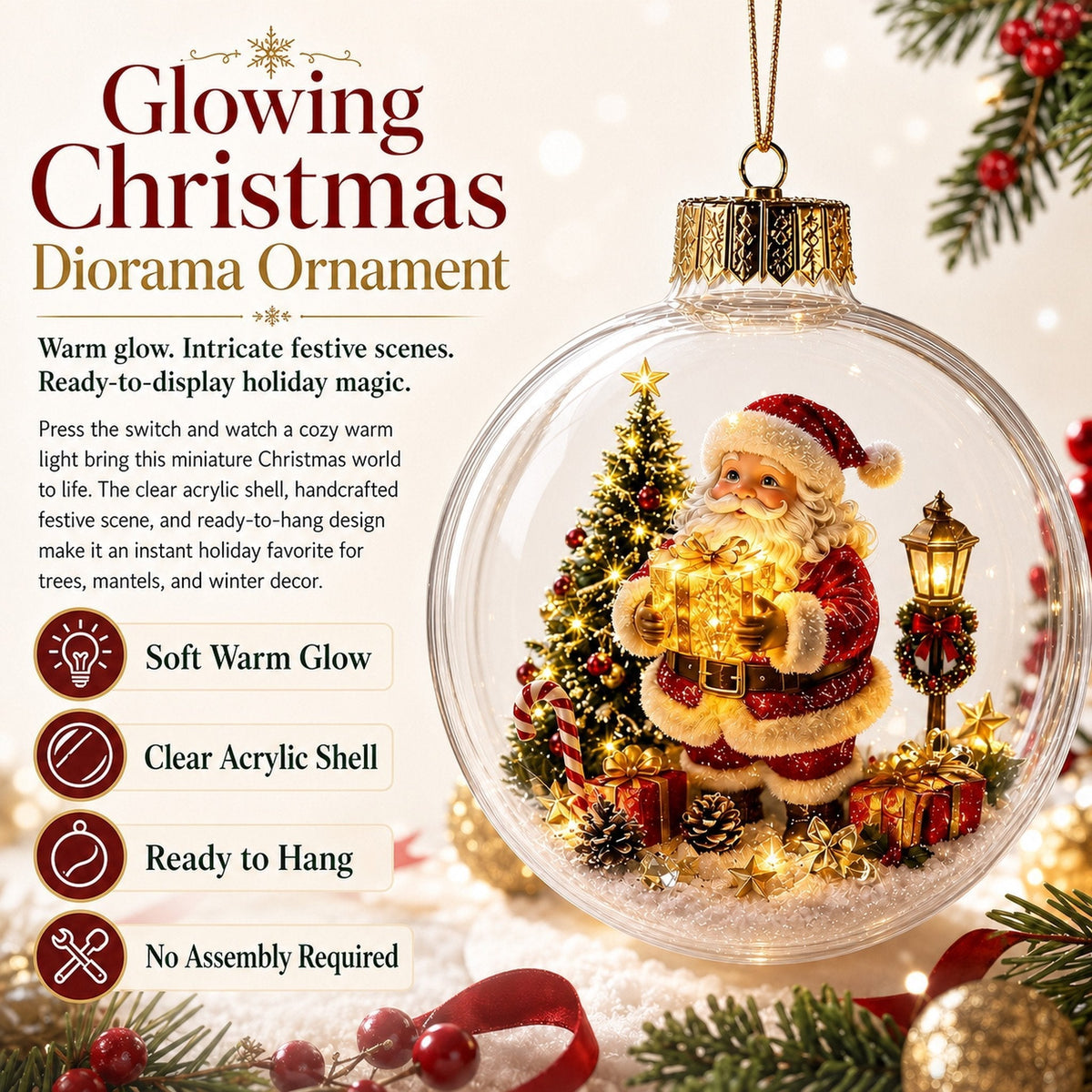 🔥 Buy 3 Get 2 FREE 🎄Glowing Christmas Diorama Ornament – A Tiny Winter World in the Palm of Your Hand👼