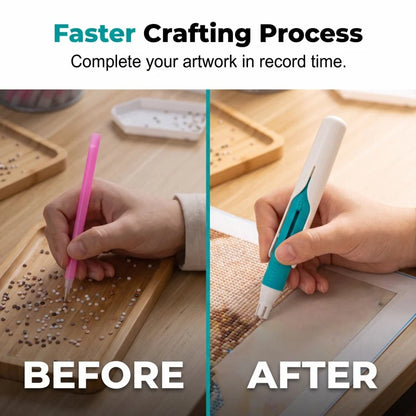 ⏰ Last Day 50% OFF – 💎 Automatic Diamond Painting Bead Dispenser Pen & Tray Set