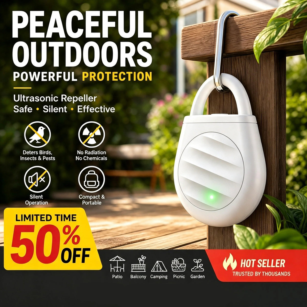 🔥 Buy 3 Get 2 FREE! 🦅 Scare Away Birds Without Harm – Portable Ultrasonic Bird Repellent Keychain
