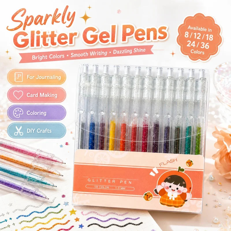 🔥 50% OFF! ✨ Make Anything Sparkle – Glitter Gel Pen Set 🎨
