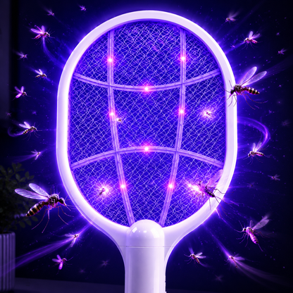 Moonlight White 8-LED Rechargeable Mosquito Swatter & Bug Zapper Lamp