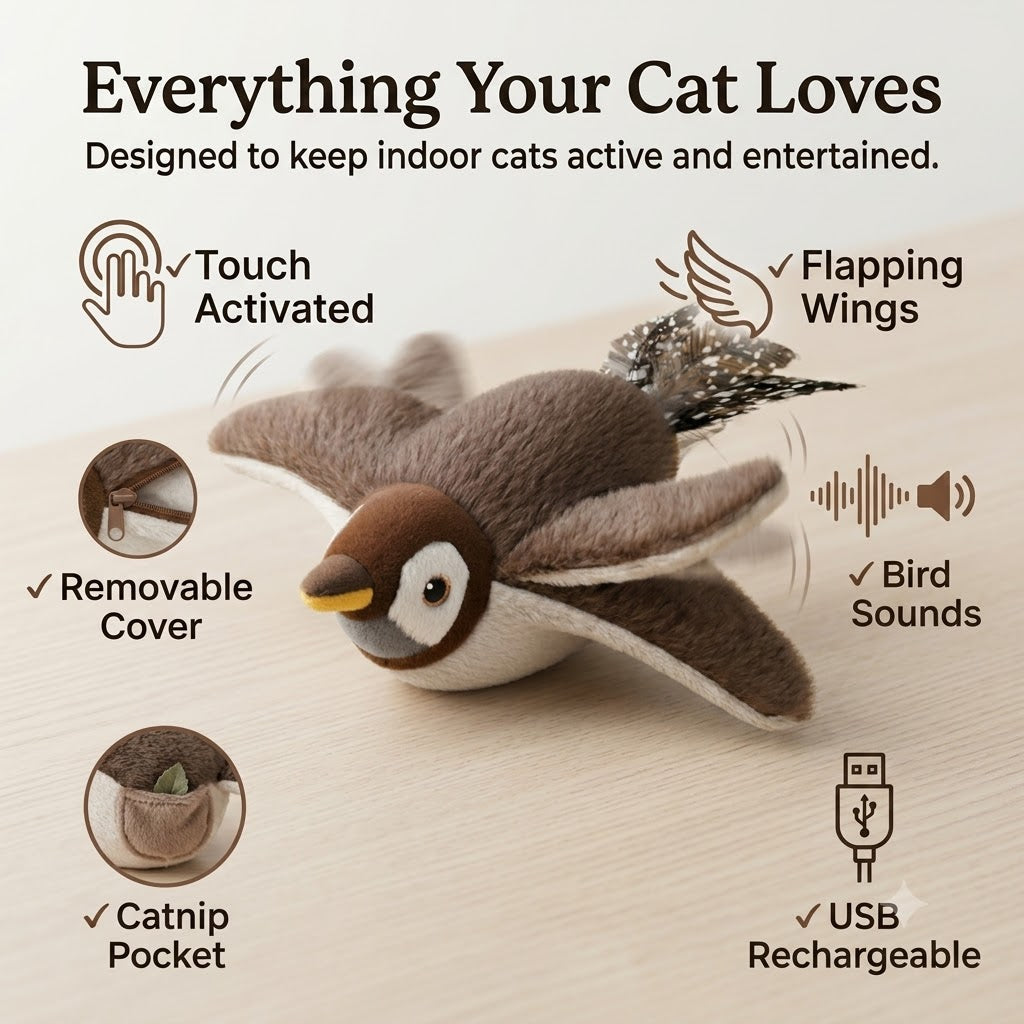 The Flapping Bird Toy That Keeps Indoor Cats Busy