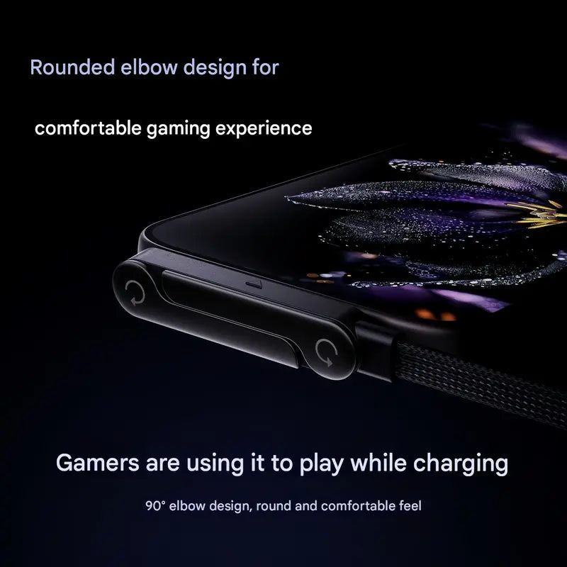 📱240W PD Fast Charge Data Cable with Integrated Folding Kickstand, Durable Nylon Braided 90° Elbow Design