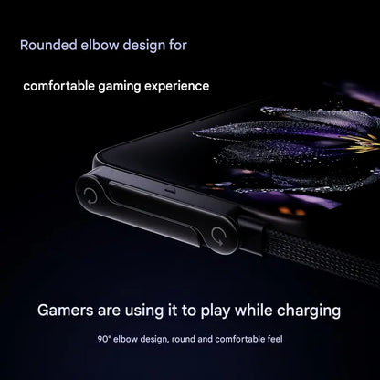 📱240W PD Fast Charge Data Cable with Integrated Folding Kickstand, Durable Nylon Braided 90° Elbow Design
