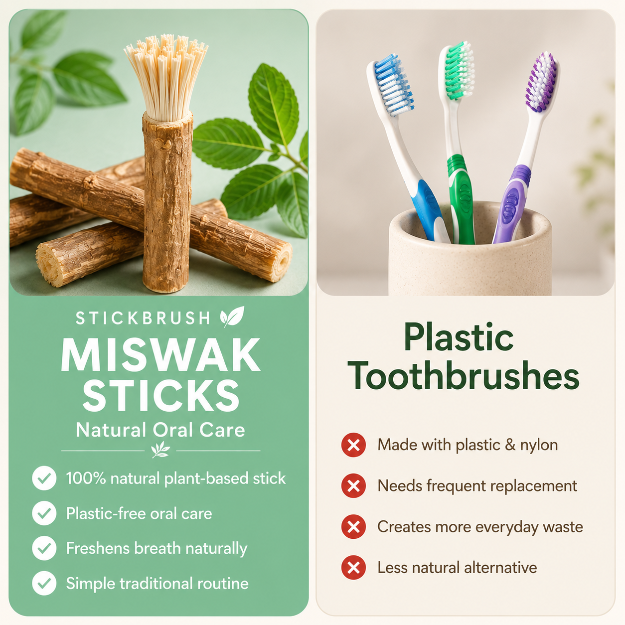 StickBrush Mint — Natural Miswak Toothbrush Stick