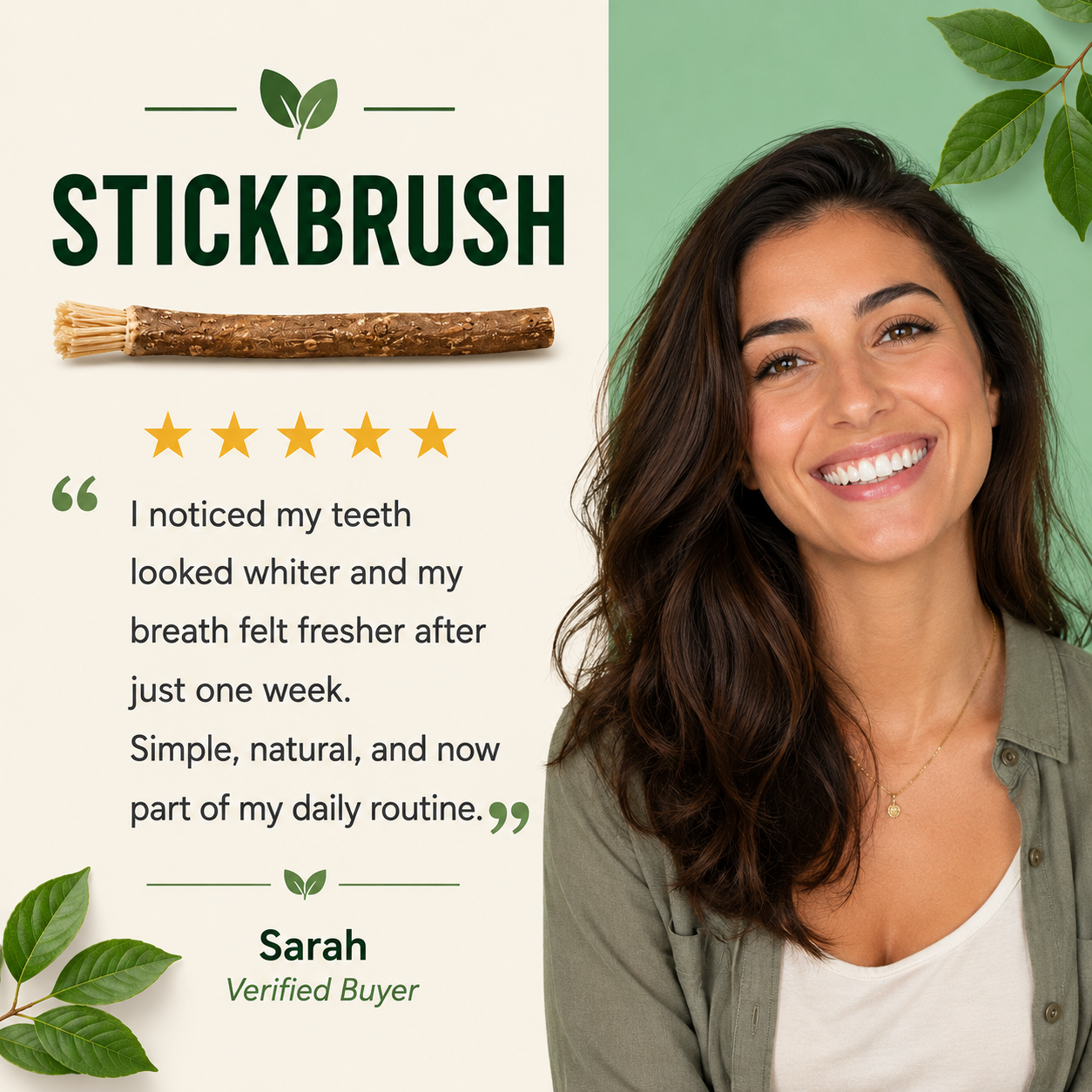 StickBrush Mint — Natural Miswak Toothbrush Stick