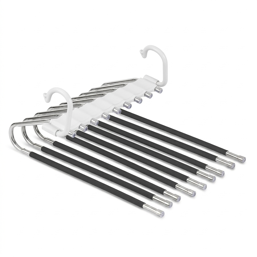 Home Multi-Layer Pants Rack – Foldable, Non-Slip & Heavy-Duty Stainless Steel