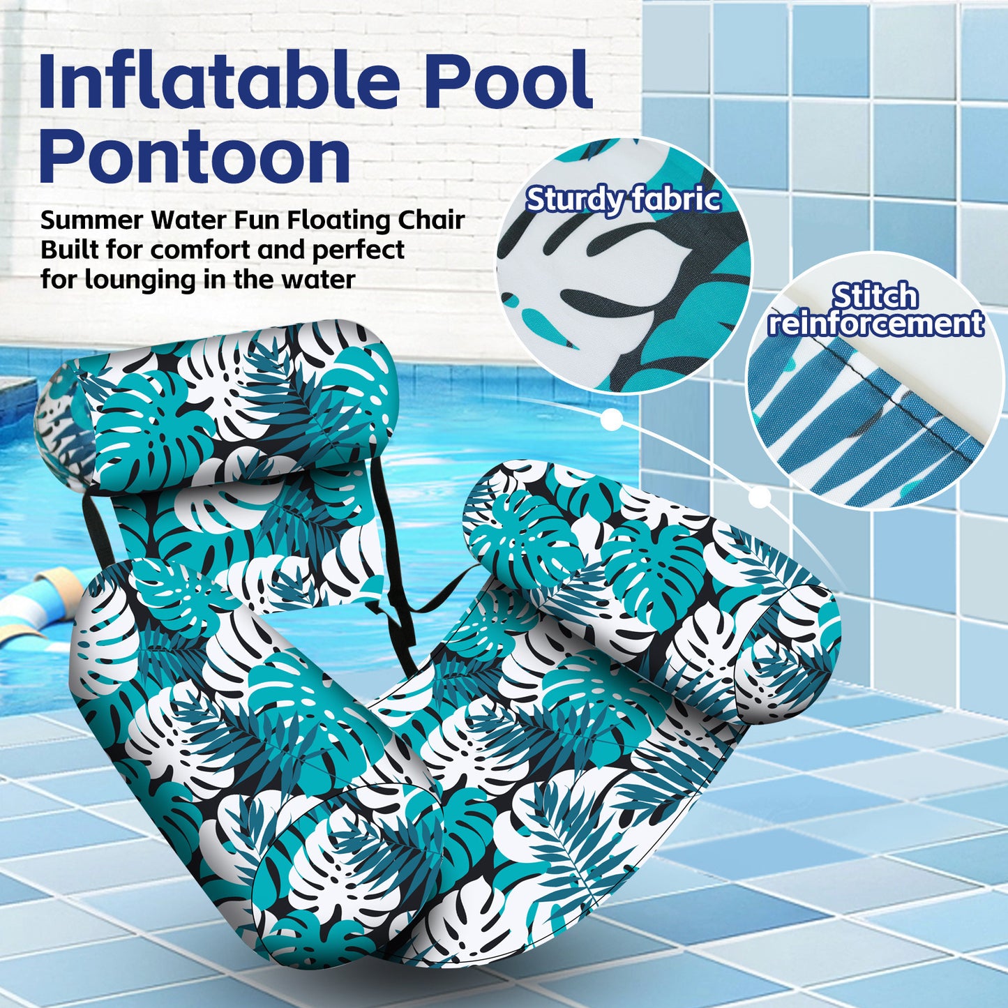 Inflatable Pool Float Chair with Free Air Pump