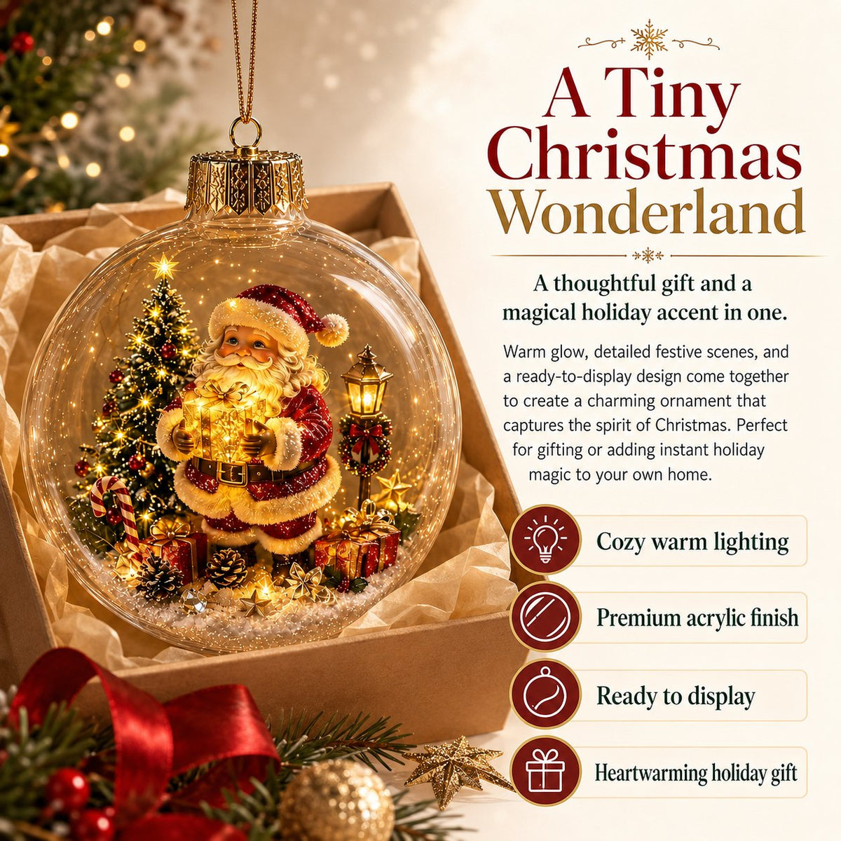 🔥 Buy 3 Get 2 FREE 🎄Glowing Christmas Diorama Ornament – A Tiny Winter World in the Palm of Your Hand👼