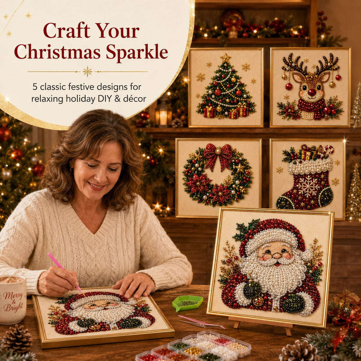 🔥Last Day 50% OFF🧘Relaxing & Beginner-Friendly - 🎨💎DIY Christmas Pearl Art Kit