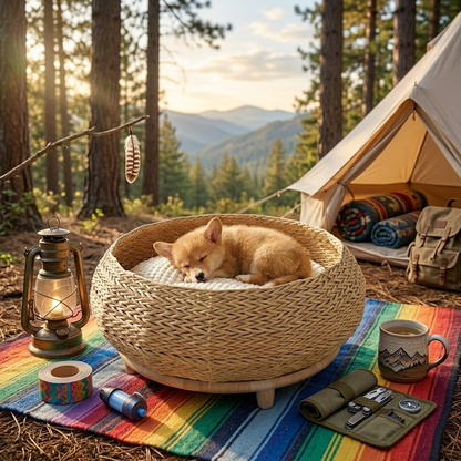 Handcrafted Woven Elevated Cat Bed