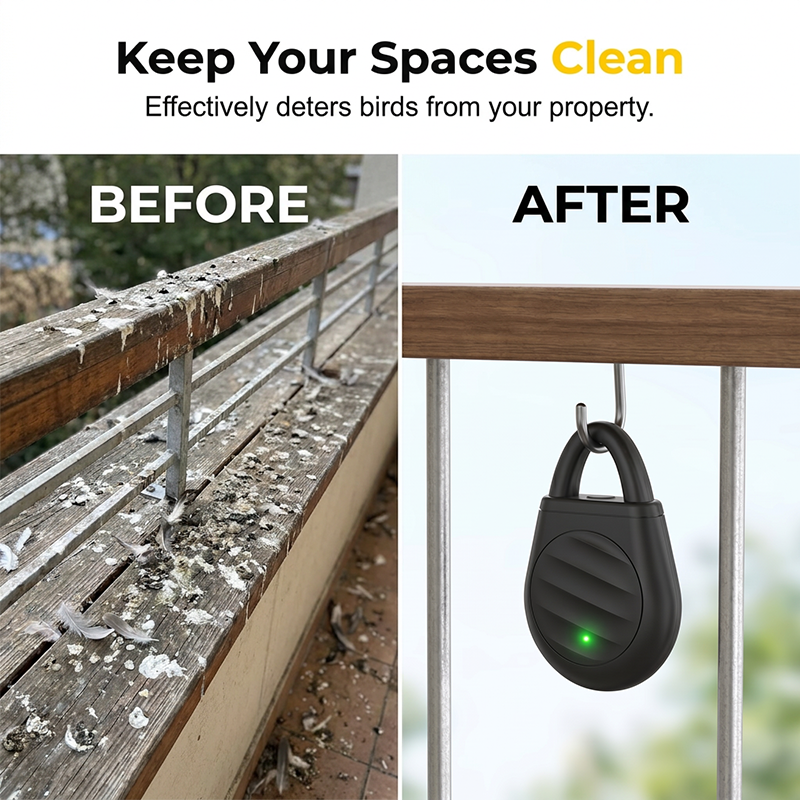 🔥 Buy 3 Get 2 FREE! 🦅 Scare Away Birds Without Harm – Portable Ultrasonic Bird Repellent Keychain