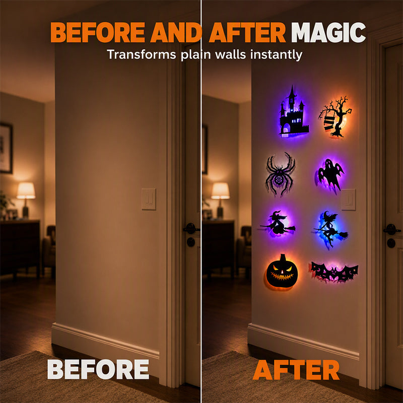🔥  Buy 3 Get 2 FREE 🎃✨ Turn Any Room Into Halloween in Seconds! 👻 LED Glow Wall Stickers — Peel, Stick & Glow! 🕷️🌙
