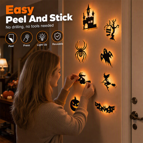 🔥  Buy 3 Get 2 FREE 🎃✨ Turn Any Room Into Halloween in Seconds! 👻 LED Glow Wall Stickers — Peel, Stick & Glow! 🕷️🌙